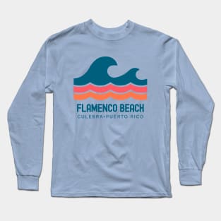 Flamenco Beach - Culebra Puerto Rico - Vintage Wave Long Sleeve T-Shirt